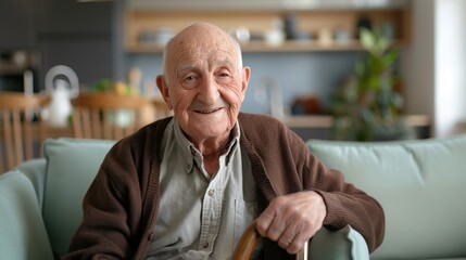 The elderly man sitting