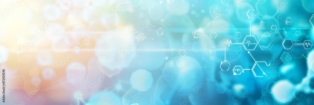 Poster abstract molecular structure on a gradient background. suitable for medical and scientific designs. 