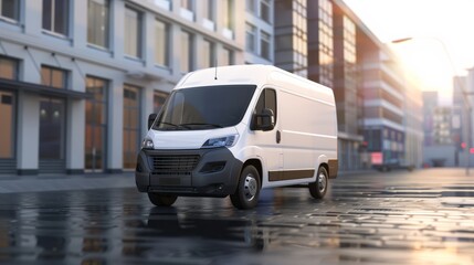 White Commercial Industrial Cargo Delivery Van Truck