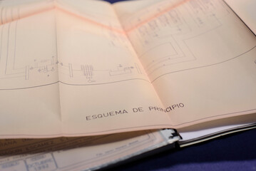 Detalle de plano técnico de proyecto de ingenieria y arquitectura