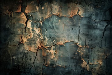 Obraz premium A grunge texture background with dark and moody tones, cracked surfaces, and worn-out details.
