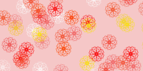 Light orange vector doodle texture with flowers.