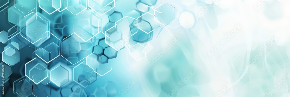 Poster innovative medical background with hexagonal elements and blue gradient. represents healthcare techn