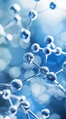 Close-up of molecular structure with blurred background. Medical research and biotechnology concept. Ideal for healthcare and pharmaceutical designs.