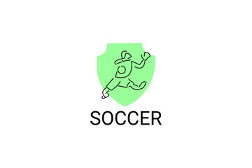 Soccer or football sport vector line icon. sportman, playing football. sport pictogram illustration.