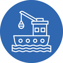 Obraz premium Fishing Boat line circle icon