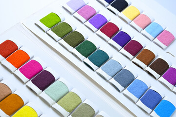 sample color shade of colorful fabric textile of clothing industry