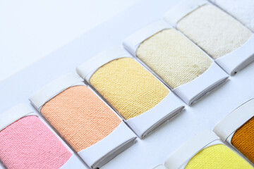 sample color shade of colorful fabric textile of clothing industry
