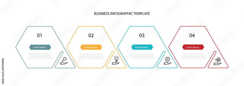 Aufkleber Design template infographic vector element with 4 step or option suitable for web presentation and business information
