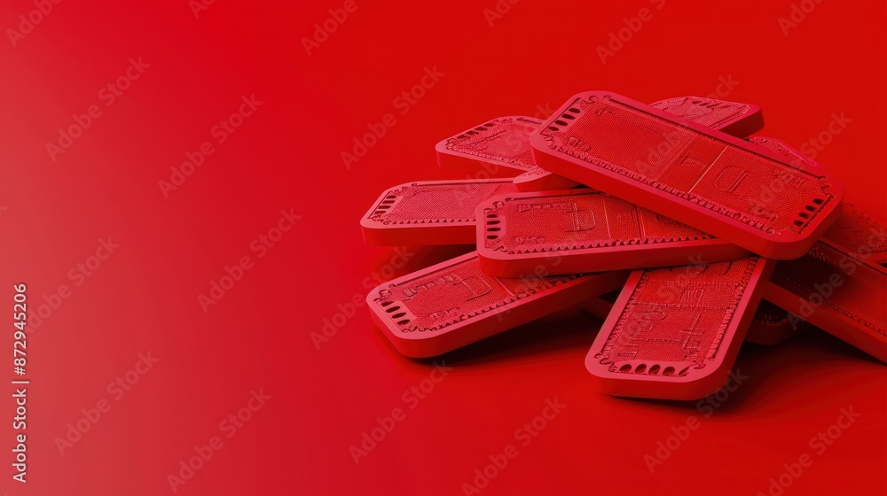 Canvas Prints Red Circuit Boards on Red Background