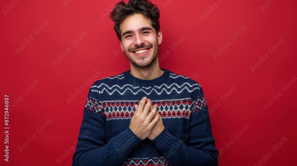 Canvas Prints a man in festive sweater