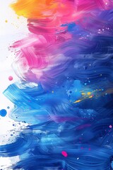 Art colorful background with brush paint smears, vertical illustration