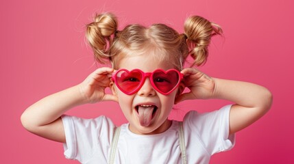 The playful girl with sunglasses