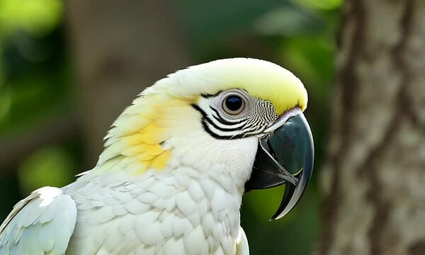 white yellow parrot in white background