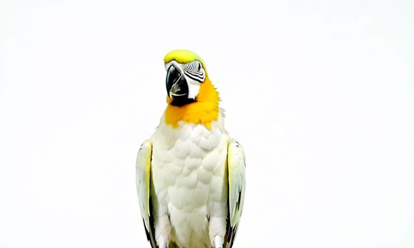 white yellow parrot in white background