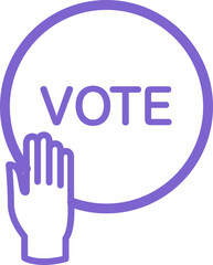 Hand raising up with vote sign, vector icon, election concept