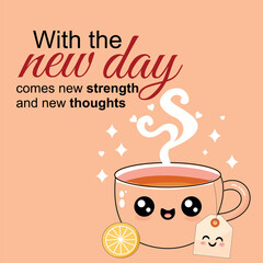 Cup with morning quotes vector illustration