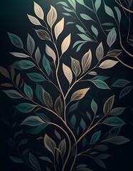 Minimalist floral background with delicate branches and leaves