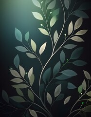 Minimalist floral background with delicate branches and leaves
