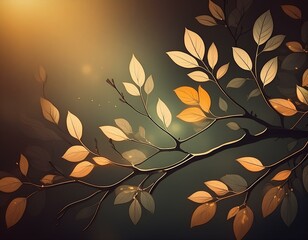 Minimalist floral background with delicate branches and leaves