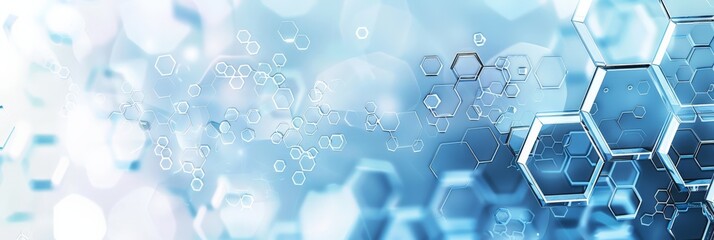 Light and airy medical background with hexagonal patterns and blue and white color scheme. Ideal for healthcare and scientific themes.