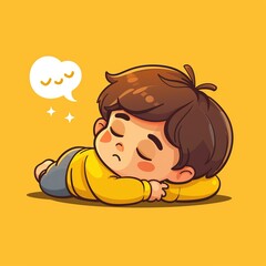Naklejka premium Cute Child Sleeping Peacefully on Floor