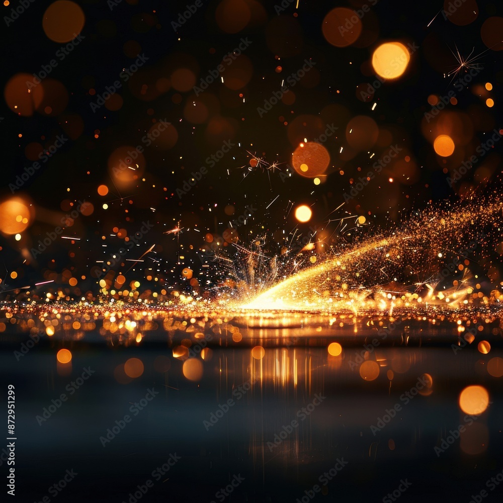 Aufkleber abstract image of golden lights and sparkles on a dark background, creating a festive and magical at