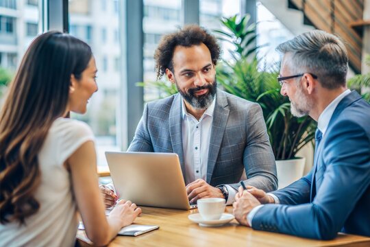 "Professional Microfinance Consultant Discussing with Clients"	
