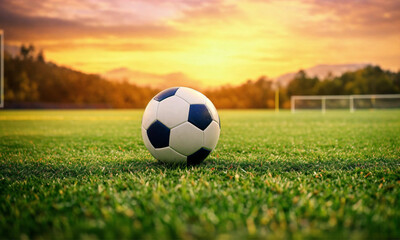 Soccer player in action. Run with a ball. Soccer stadium with cheering fans