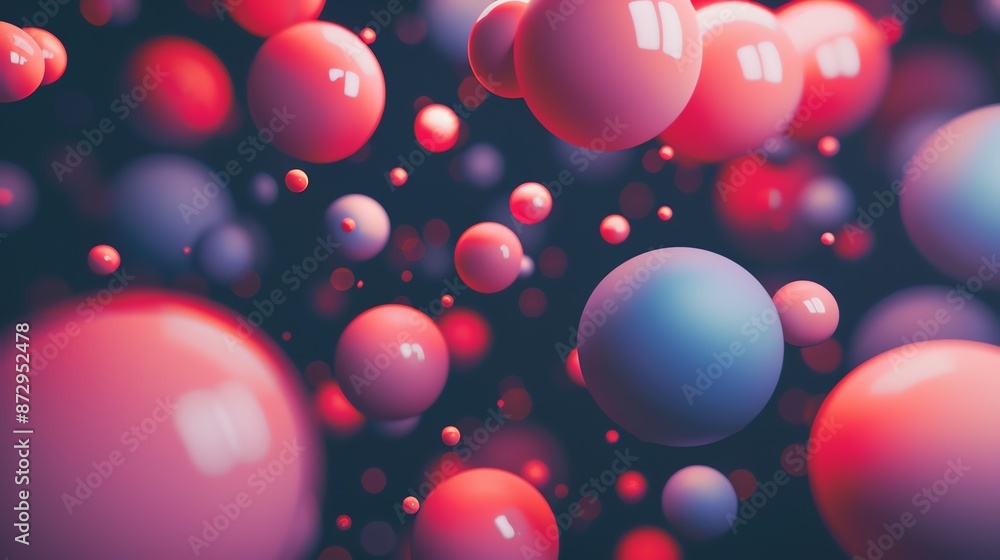 Poster abstract background with colorful spheres floating in space.