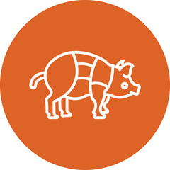 Pork Cuts line circle icon
