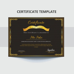 Professional certificate with luxury background and elegant elements. Horizontal certificate for award, business, and education needs