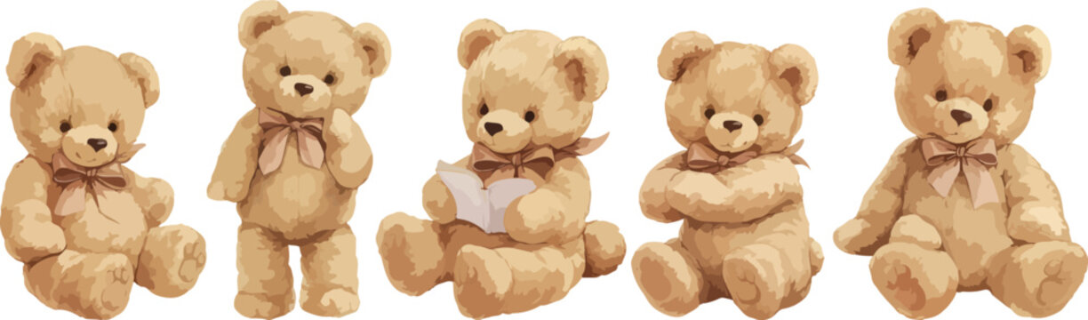 Naklejki teddy bear watercolor clipart