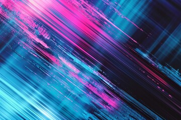 This abstract background image features a glitch effect that gives it a digital, futuristic look. The image has a color scheme of blue, purple, and pink with distorted lines, AI generated