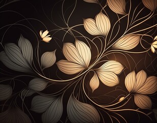 Minimalist floral pattern with graphic intertwining lines and flowers

