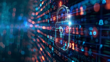 Cyber security and data protection concept with digital lock symbol, internet network security for protecting business and financial transaction data from cyber attacks, ensuring user private data sec