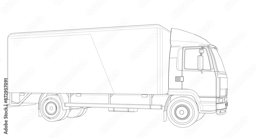 Wall mural truck sketch graphic symbol 3d illustration