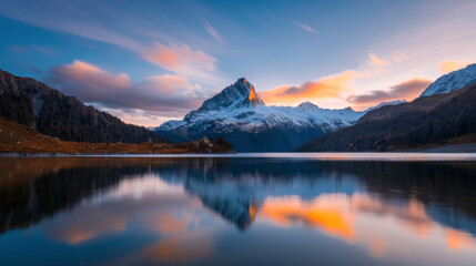 Snow-capped mountains and the satisfaction of a breathtaking magical landscape at sunrise after a long climb