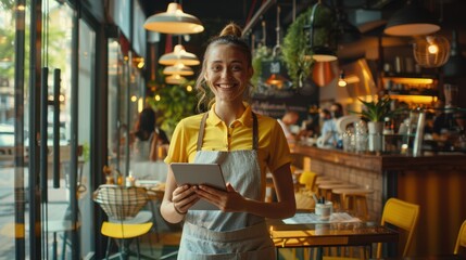 The barista with a tablet