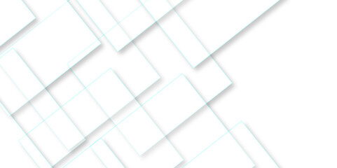 White geometric overlapping square pattern. Vector illustration technology background with shadow. Modern minimal and clean white background with realistic line. light silver background modern design