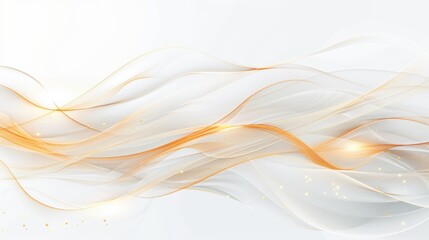 Abstract golden waves with soft, flowing lines on a white background. Minimalistic luxury design concept.