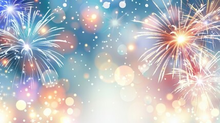 Fototapeta premium Sparkling bokeh lights with pink and purple tones, creating a festive and magical atmosphere.
