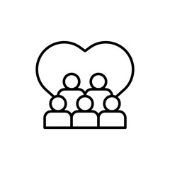 Volunteers group outline icons, minimalist vector illustration ,simple transparent graphic element .Isolated on white background