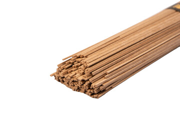 Buckwheat noodles isolated on a white background.