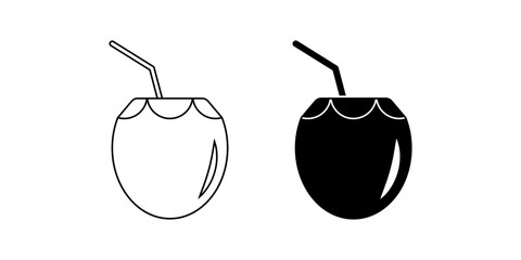 coconut water icon set isolated on white background