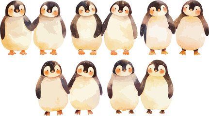 friendship penguin watercolor clipart