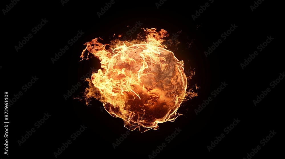 Aufkleber blazing fireball on dark background. fiery orb in motion with glowing flames. captivating and dynami