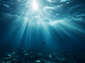 A vibrant underwater scene featuring a diverse group of fish swimming in a clear ocean.