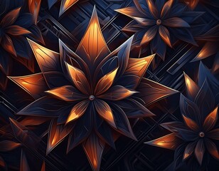 Abstract floral pattern with sharp contours and geometric elements