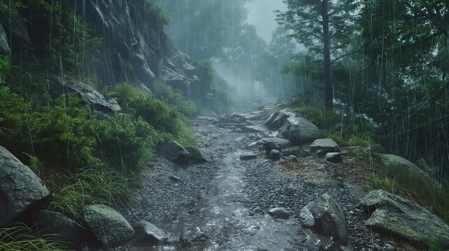 rainy forest path